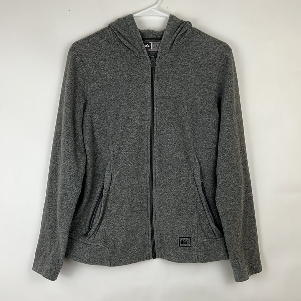 REI fleece zip up hoodie gray jacket M